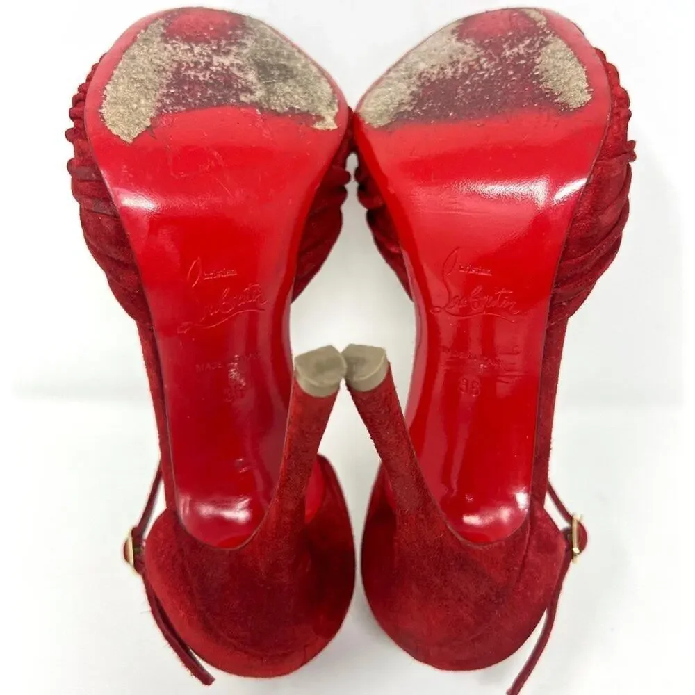 Christian Louboutin Marchavekel Red Suede Knot‎ Pumps Size EU 36 / US 6